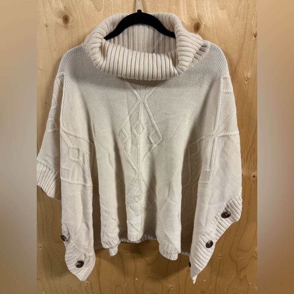 Simply Noelle Cream Cowl Neck Poncho style Sweater